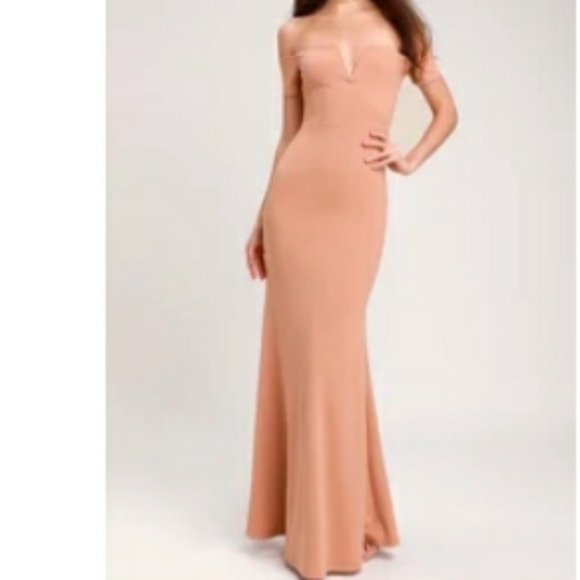 Medium Nude Off-the-Shoulder Maxi Dress - Picture 7 of 8
